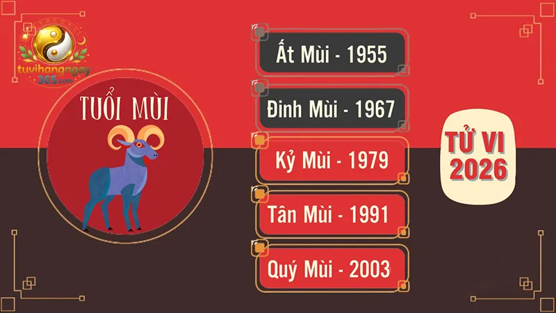 Tử vi tuổi Mùi năm 2026 theo từng tuổi Mùi