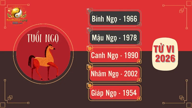 Tử vi tuổi Ngọ năm 2026 theo từng năm sinh