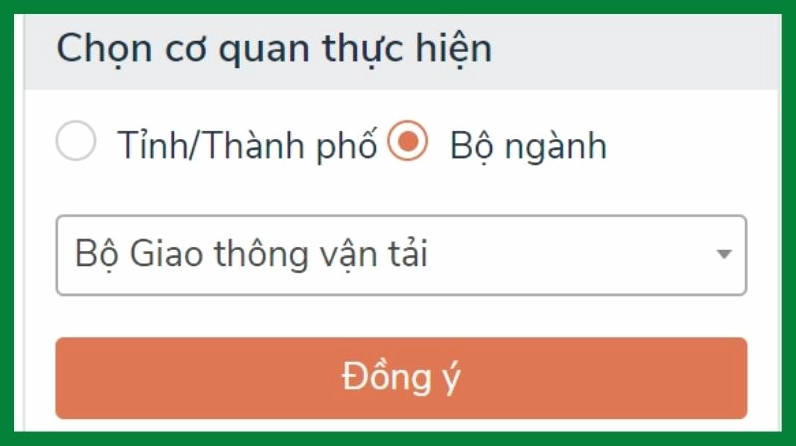 Chọn cơ quan thực hiện