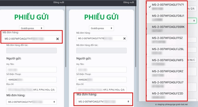 Chuyển đổi các đơn hàng, kiểm tra thông tin người nhận, người gửi
