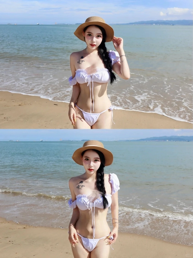 Gái xinh mặc bikini ở biển quyến rũ
