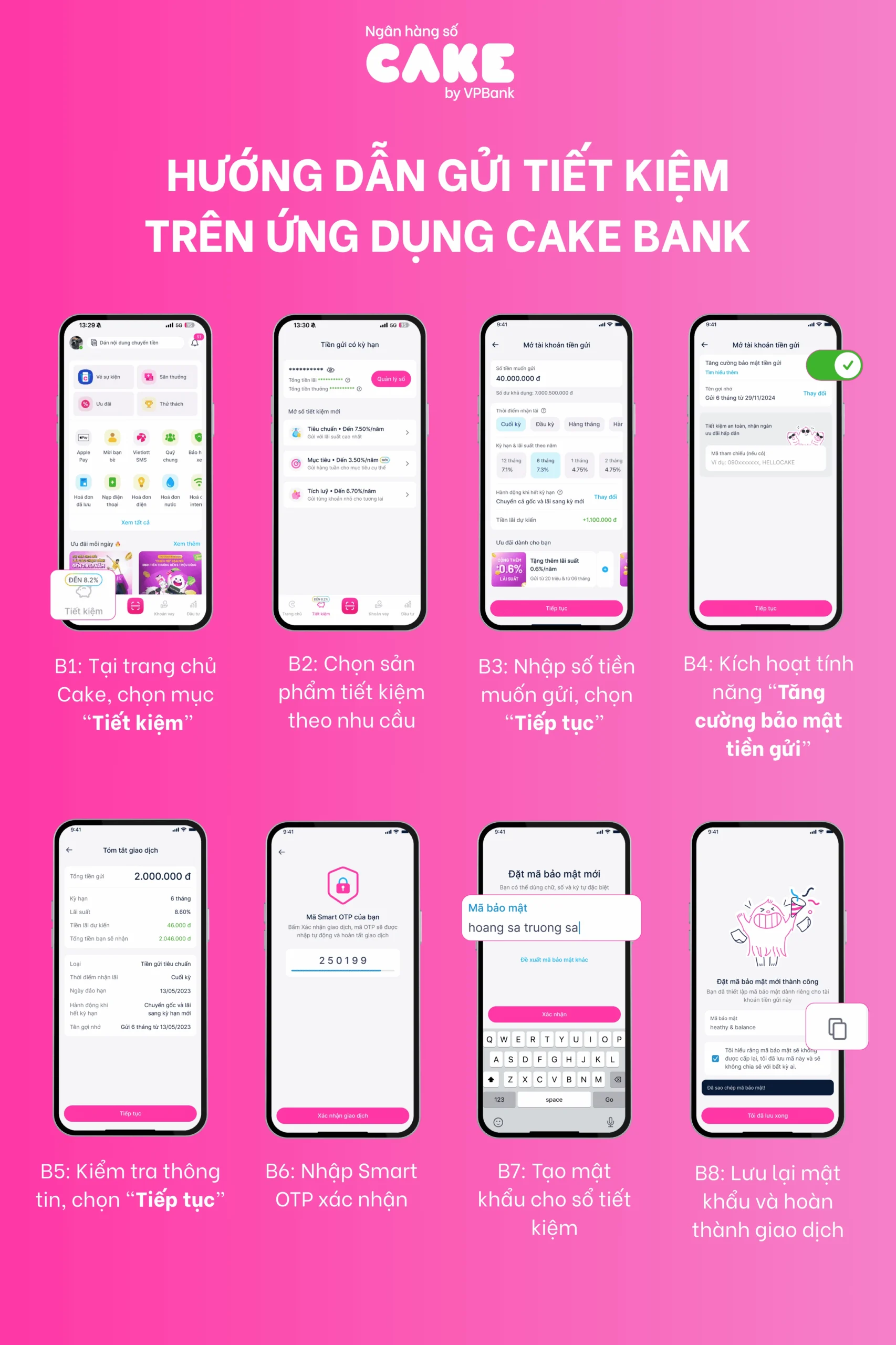 HƯỚNG DẪN GỬI TIẾT KIỆM TRÊN ỨNG DỤNG CAKE BANK