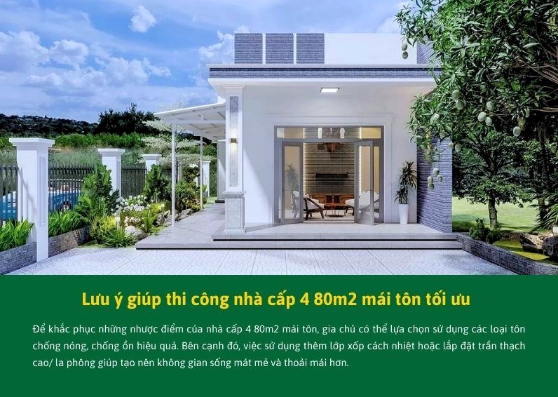 Lưu ý giúp thi công nhà cấp 4 80m2 mái tôn tối ưu chi phí