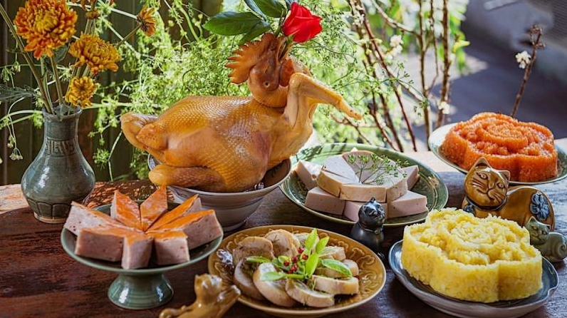 Mâm cỗ cúng Rằm tháng Giêng tại cơ quan
