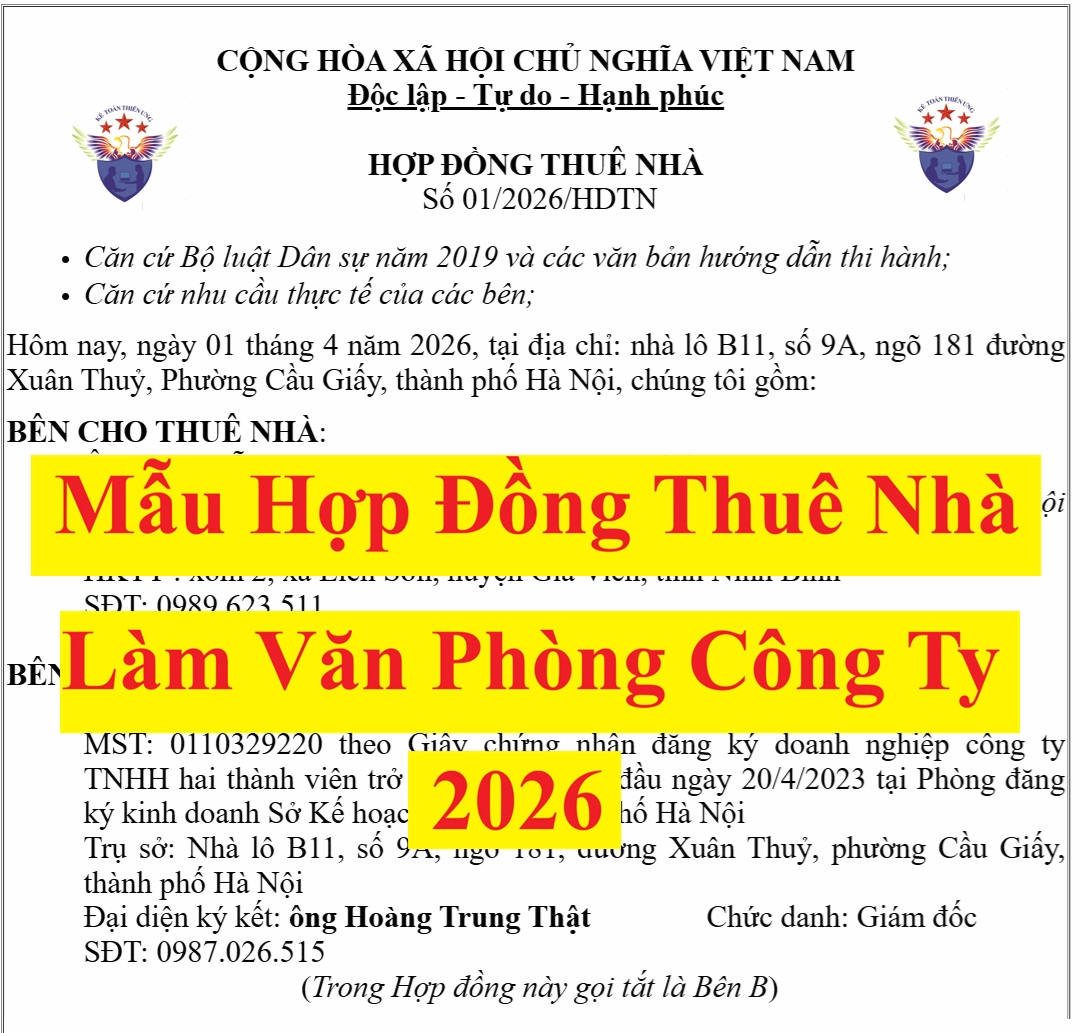 Mẫu hợp đồng thuê nhà
