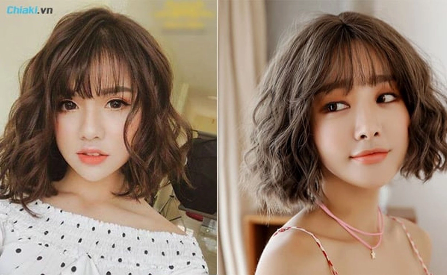 Mẫu tóc ngắn nữ đẹp uốn gợn sóng nước