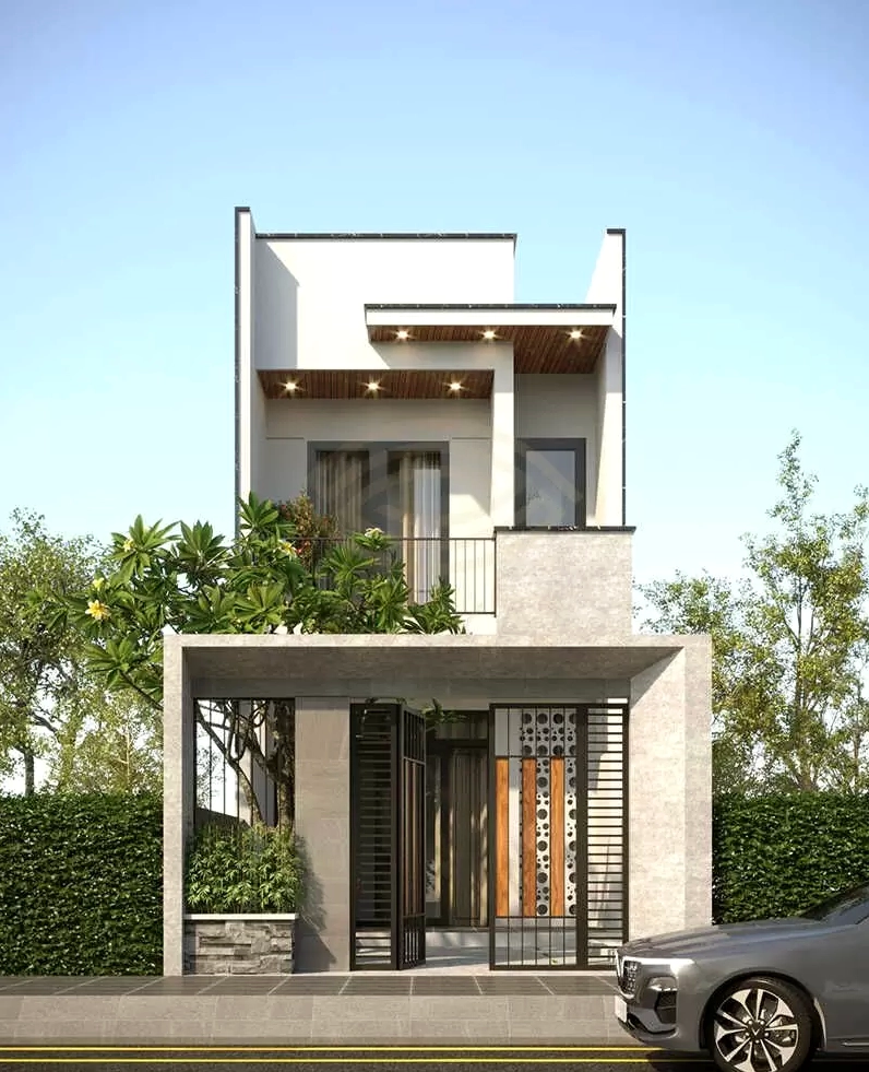 nhà 1 trệt 1 lầu tối giản