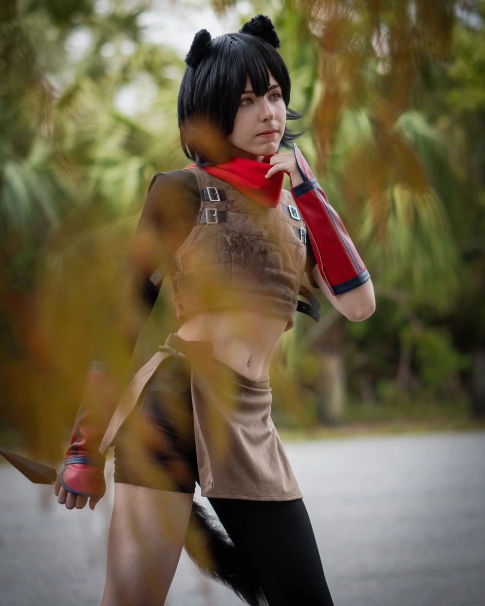 Nữ cosplayer trong trang phục cosplay mèo hầu gái truyền thống
