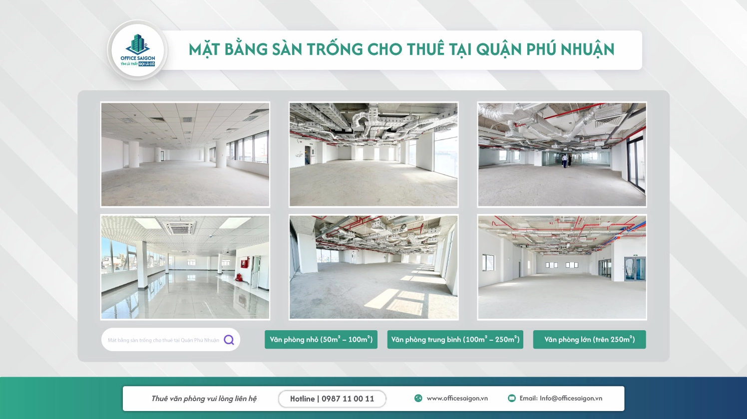 Sàn trống cho thuê văn phòng tại Quận Phú Nhuận