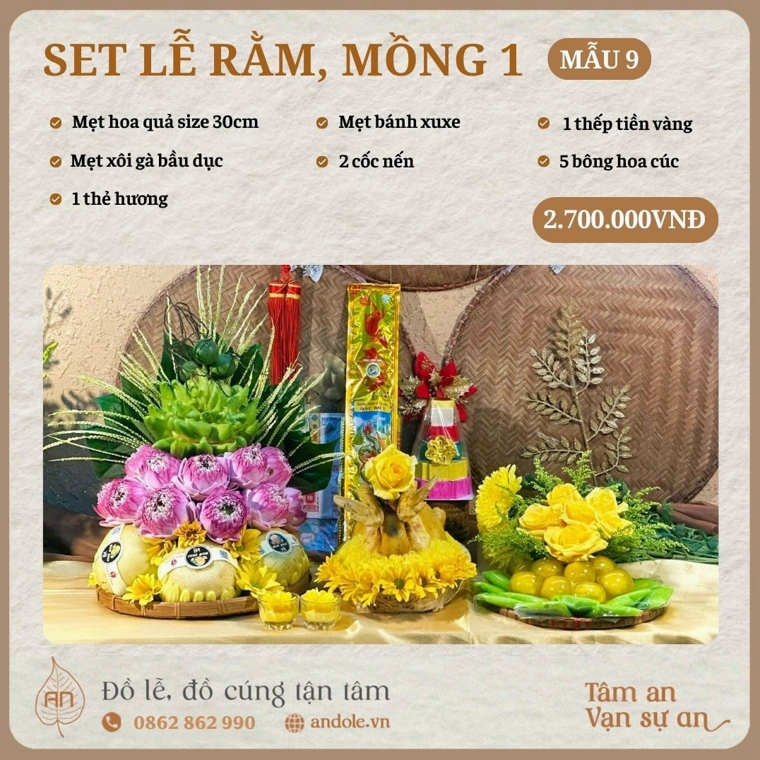 Set lễ vật tinh tế để dâng lên khi cầu con