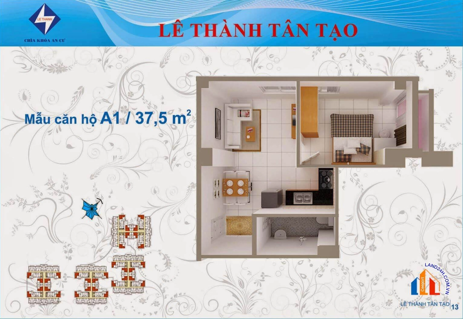 Thiết kế căn A1 chung cư Lê Thành Tân Tạo