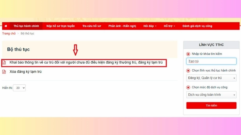Tìm kiếm thủ tục