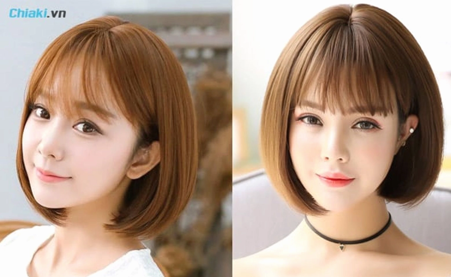 Tóc ngắn nữ xinh duỗi phồng