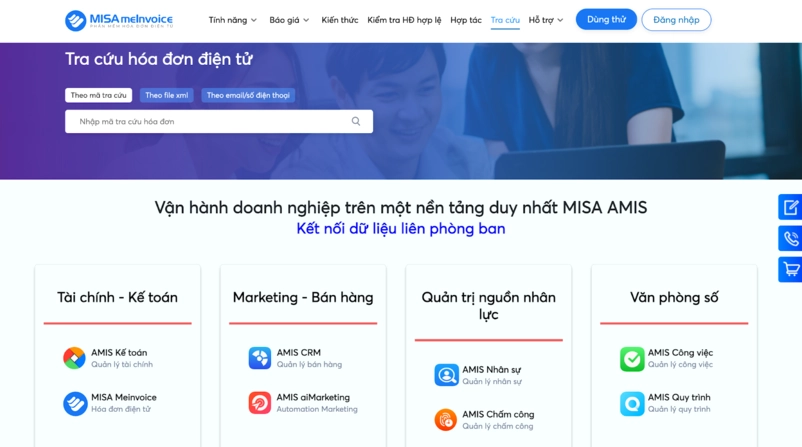 Tra cứu hóa đơn điện tử trên Meinvoice.