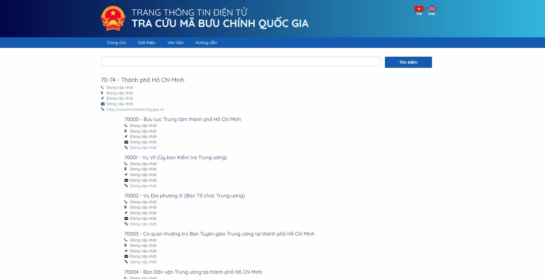 Tra cứu mã ZIP Thành Phố Hồ Chí Minh