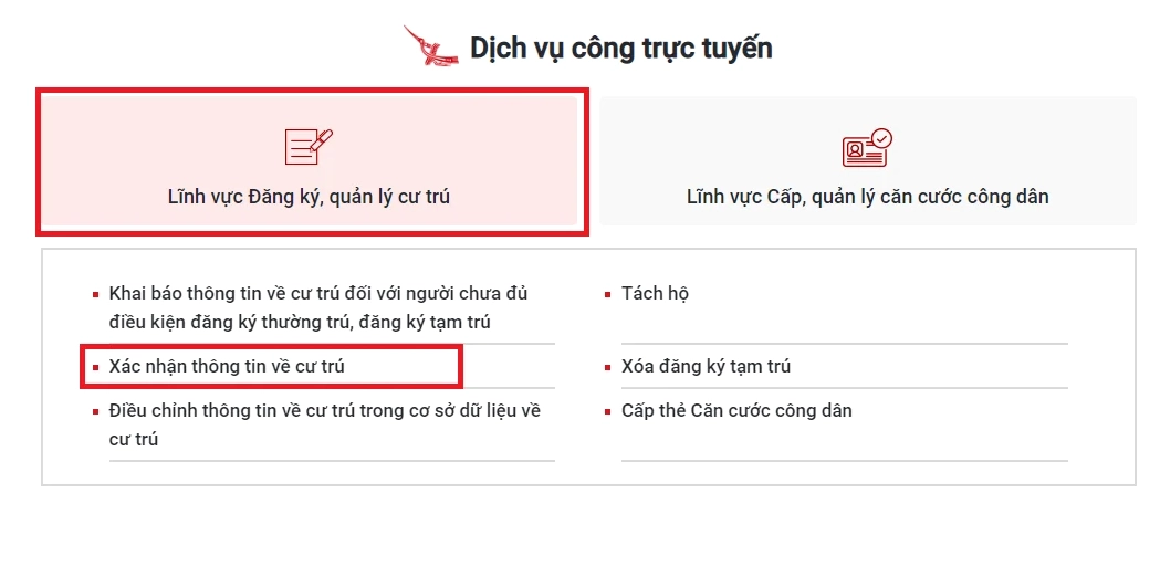 xác nhận thông tin